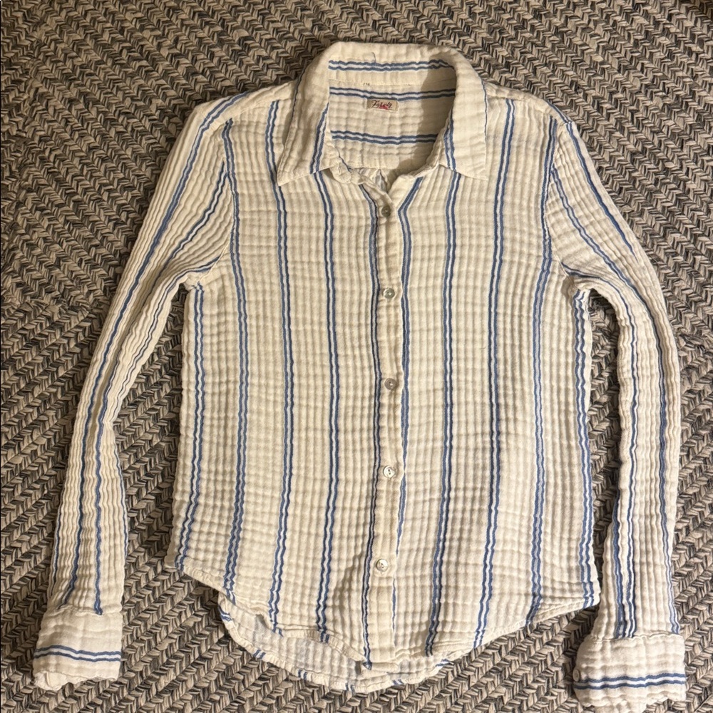 Faherty Blue and Cream Striped Shirt